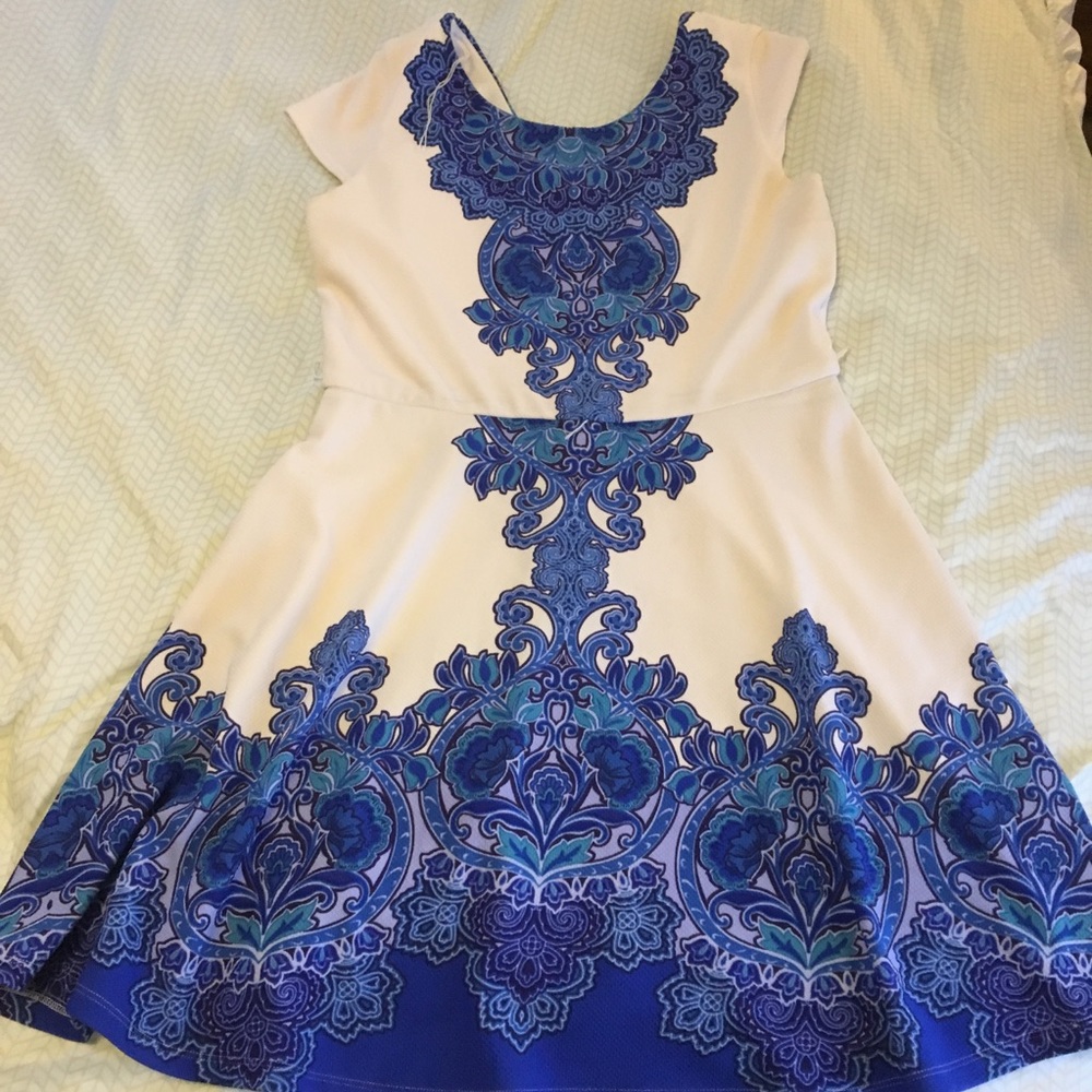 Blue and white petite dress barn dress